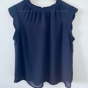 Navy Chiffon Sleeveless Top